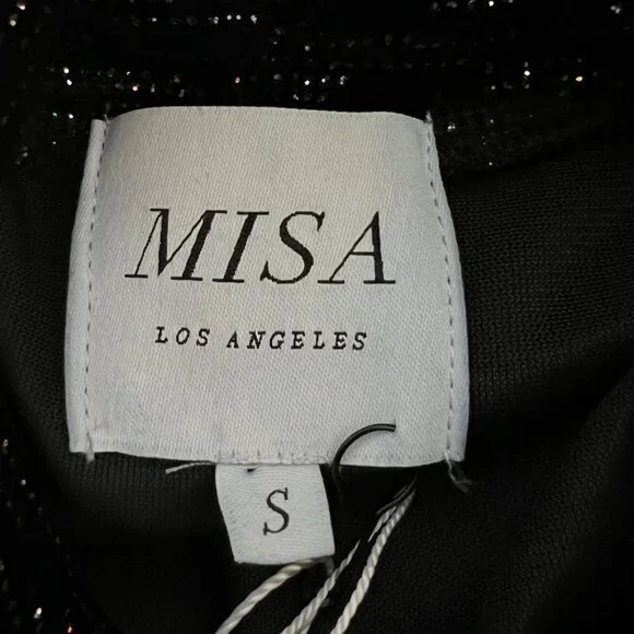 Misa Los Angeles Womens Stormi Mini Dress Black Metallic Long Sleeves size Small - Picture 11 of 15